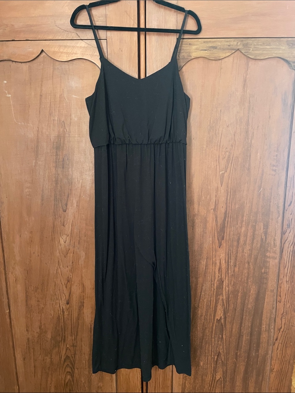 Classic Black Spaghetti Strap Cotton Maxi Dress